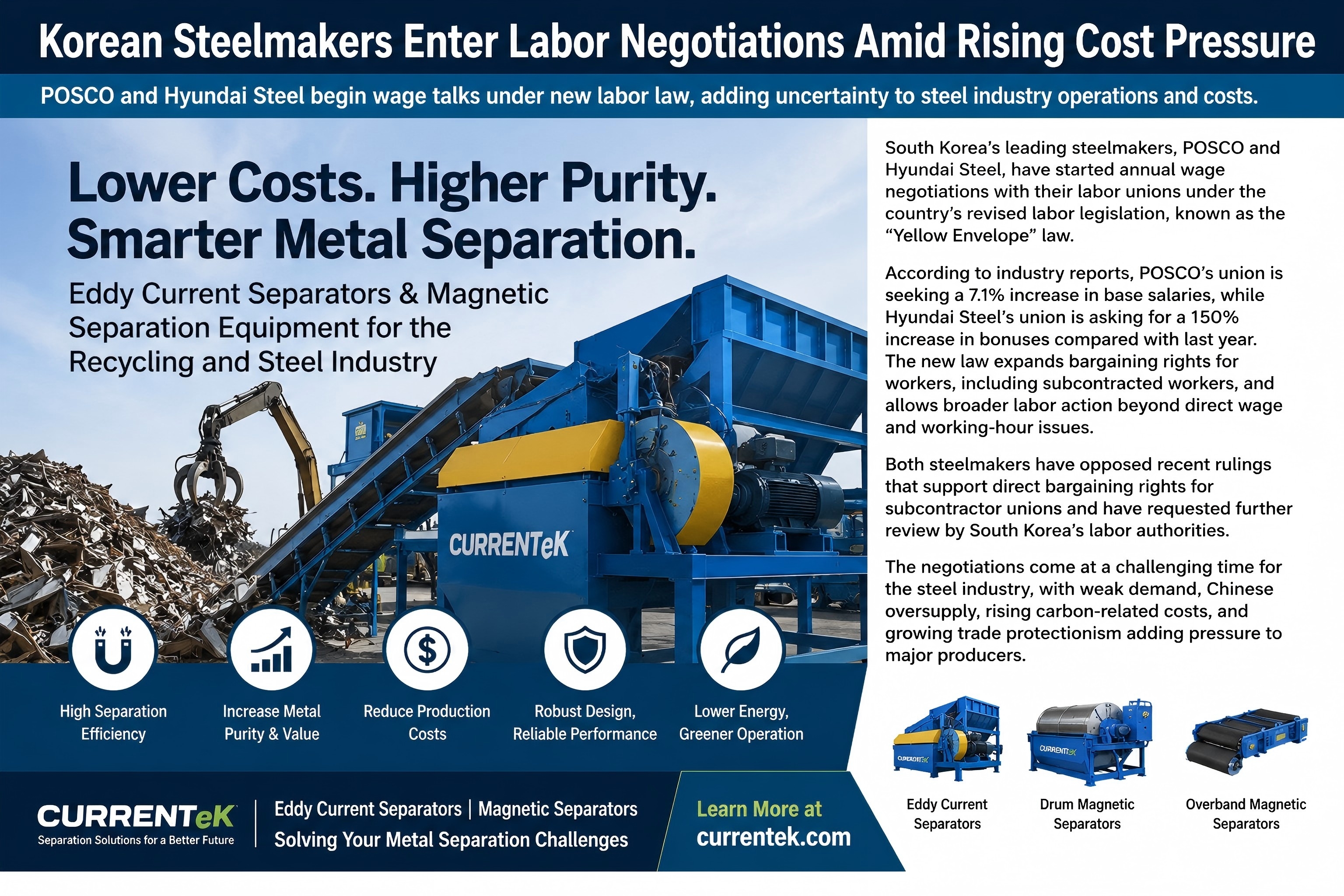 Rising Steel Labor Costs Highlight the Need for Efficient Metal Separation Equipment